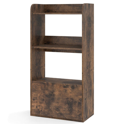 Bücherregal mit Schublade, Standregal mit 2 Fächern, Büroregal aus Holz, 55 x 29 x 105 cm, rustikal braun