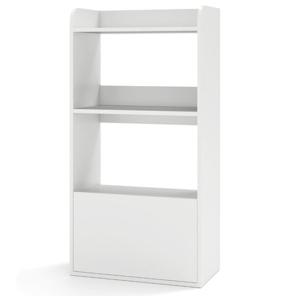 Bücherregal mit Schublade, Standregal mit 2 Fächern, Büroregal aus Holz, 55 x 29 x 105 cm, weiß