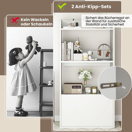 Bücherregal mit Schublade, Standregal mit 2 Fächern, Büroregal aus Holz, 55 x 29 x 105 cm, weiß