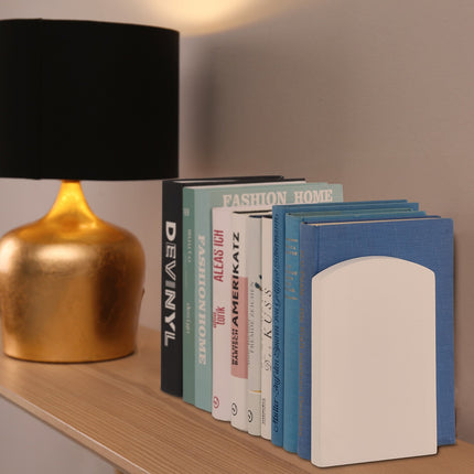 Buchstützen 2er Set, Weiß Bambus, Modernes Design