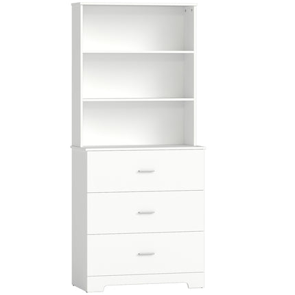 Boekenkast met 3 lades, 3 planken, wit, 79x39,5x180 cm