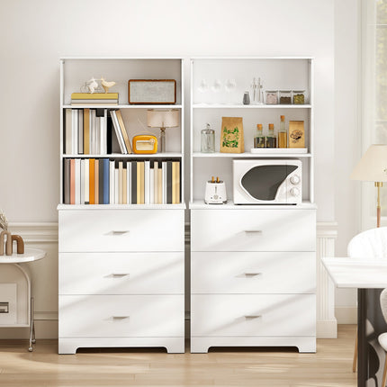 Boekenkast met 3 lades, 3 planken, wit, 79x39,5x180 cm