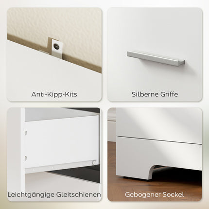Boekenkast met 3 lades, 3 planken, wit, 79x39,5x180 cm