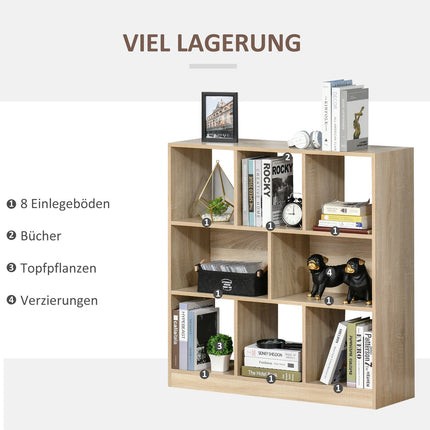 Bücherregal 3-lagig Naturholz Ablage für Zuhause/Büro