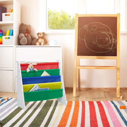 Bücherregal für Kinder mit Stofffach