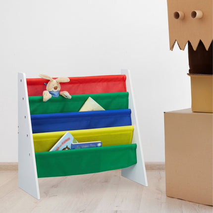 Bücherregal für Kinder mit Stofffach