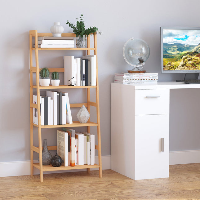 Bücherregal aus Bambus, 4-lagige Aufbewahrung für Wohnzimmer und Büro