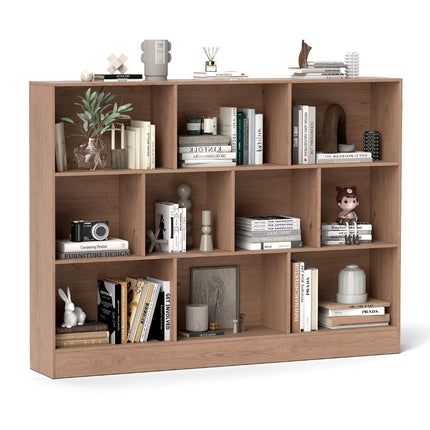 Bücherregal mit 10 Fächern, 3-stöckig, 140x24x104 cm