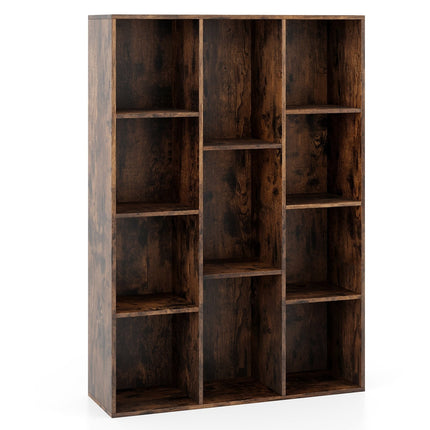 Bücherregal mit 11 Fächern, 74x24x106 cm, Kaffeebraun