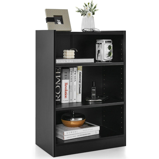 Bookshelf with 3 Adjustable Shelves, Black, 50x30x75 cm
