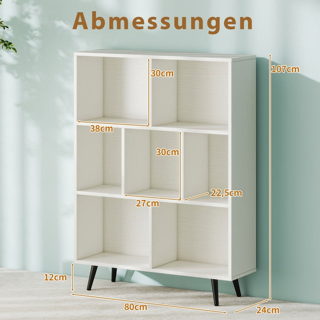 Bücherregal mit 3 Ablagen, Holzbeine – 80 cm, Kippsicherung