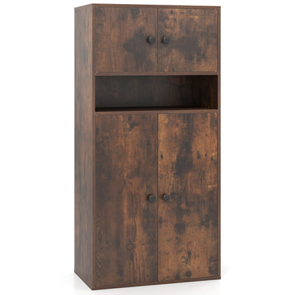 Bücherregal mit 4 Türen, verstellbarem Einlegeboden, 111 cm hoch