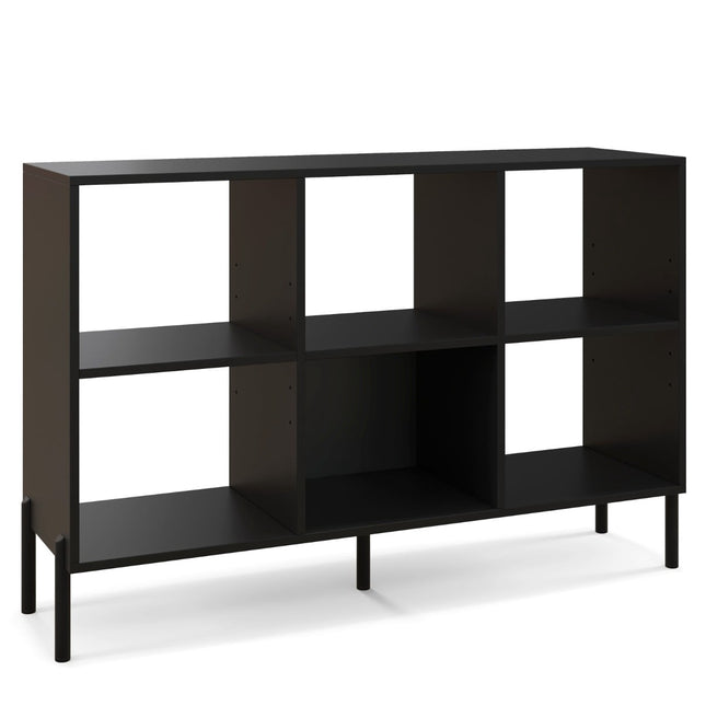 Bücherregal mit 6 verstellbaren Einlegeböden, Metallbeinen, Schwarz