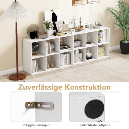 Bücherregal mit 6 offenen Ablagefächern, Weiß, Platzsparendes Design