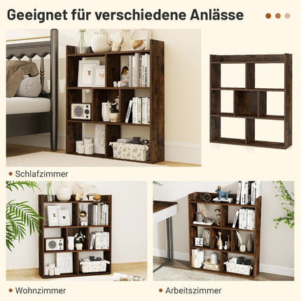 Bookshelf with 7 Cubes, 80x20x90 cm, Coffee Finish