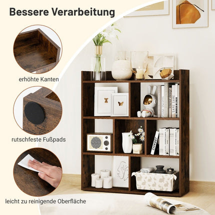Bookshelf with 7 Cubes, 80x20x90 cm, Coffee Finish
