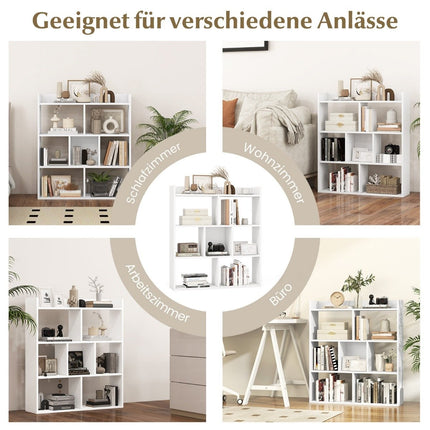 Bookshelf with 7 Cubes, Open Back, 80x20x90 cm, White