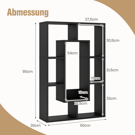 Bookshelf with 7 Shelves, 60x20x90 cm, Black