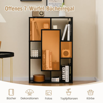 Bookshelf with 7 Shelves, 60x20x90 cm, Black