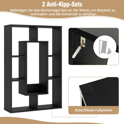 Bookshelf with 7 Shelves, 60x20x90 cm, Black