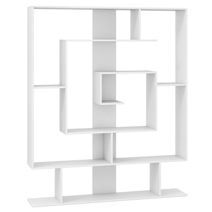 Bookshelf with 7 Tiers – Geometric Design, White