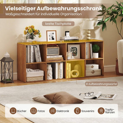 Bookshelf with 8 Compartments, Freestanding Storage Unit