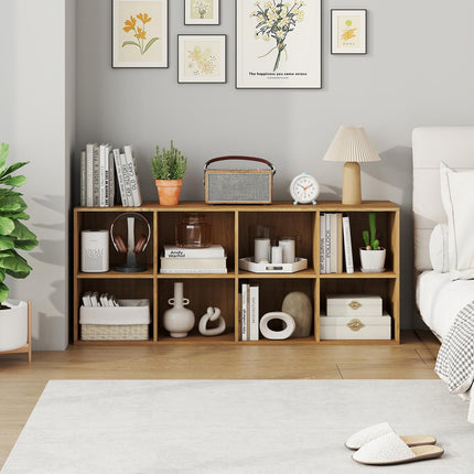 Bookshelf with 8 Compartments, Freestanding Storage Unit