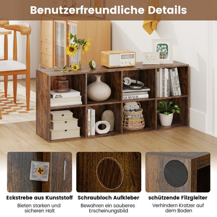 Bücherregal mit 8 Würfeln, 121,5 x 29 x 61 cm, Kippschutz