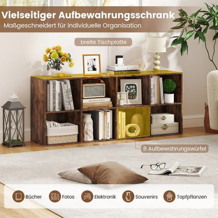 Bücherregal mit 8 Würfeln, 121,5 x 29 x 61 cm, Kippschutz