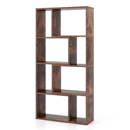 Bookshelf with 8 Cubes, 4-Tier, 60x20x120 cm, Brown