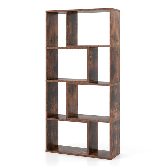 Bookshelf with 8 Cubes, 4-Tier, 60x20x120 cm, Brown