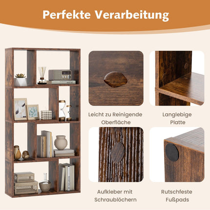 Bookshelf with 8 Cubes, 4-Tier, 60x20x120 cm, Brown