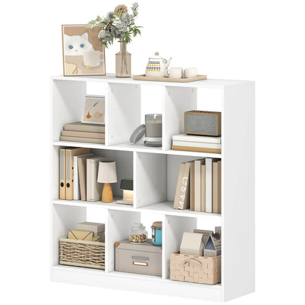 Bücherregal mit 8 Fächern, 97,5 x 30 x 100 cm, Weiß