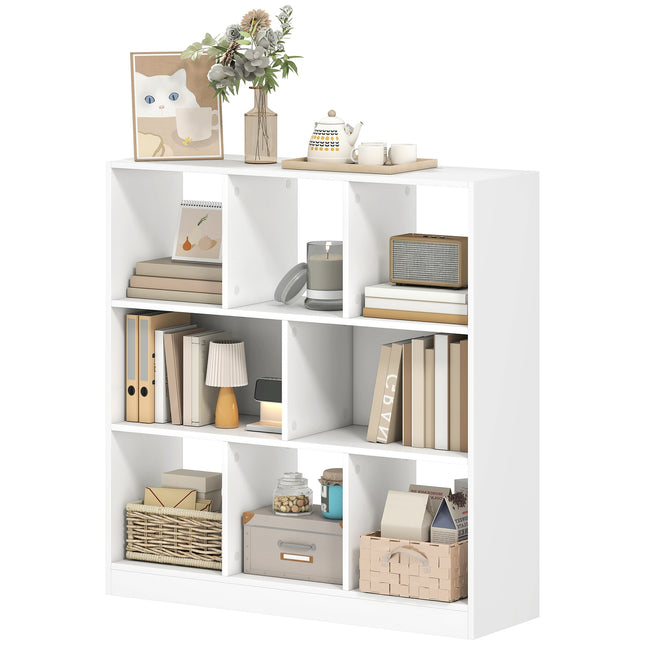 Bookshelf with 8 Shelves, 97.5 x 30 x 100 cm, White