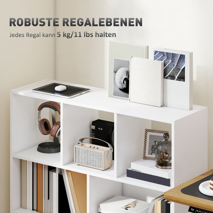 Bücherregal mit 8 Fächern, 97,5 x 30 x 100 cm, Weiß