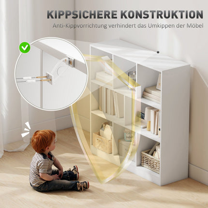 Bücherregal mit 8 Fächern, 97,5 x 30 x 100 cm, Weiß