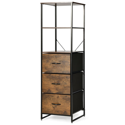 Bookshelf with Drawers, 6-Tier, 43x39x156 cm, Brown