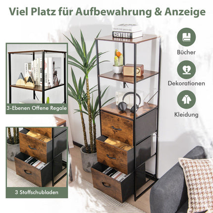 Bookshelf with Drawers, 6-Tier, 43x39x156 cm, Brown