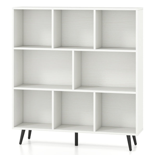 Bücherregal mit Ablagen, 3-stöckig, Holzbeine, 100 cm