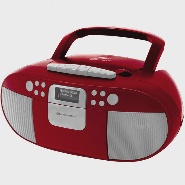 Boombox CD/MP3-Player mit DAB+/UKW-Radio, USB, Rot