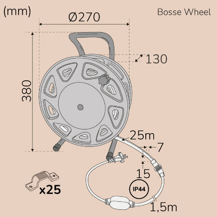 Bosse Work Wheel Ledstrip Arbeitsbeleuchtung 25m IP65 4000K 200W 20000lm