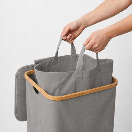 Bottle Deposit Bin, 100L – Gray, Bamboo & Polyester