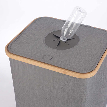 Bottle Deposit Bin, 100L – Gray, Bamboo & Polyester