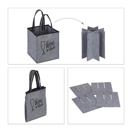 Bottle bag in felt for 9 wine bottles