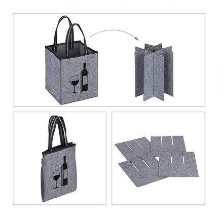 Bottle bag in felt for 9 wine bottles