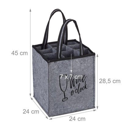 Bottle bag in felt for 9 wine bottles