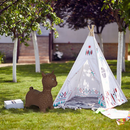 Bouncing animal llama in brown