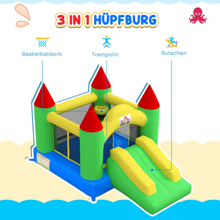 Aufblasbare Hüpfburg für Kinder mit Rutsche und Netz, 300x180x160 cm