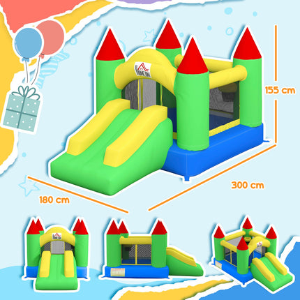Aufblasbare Hüpfburg für Kinder mit Rutsche und Netz, 300x180x160 cm