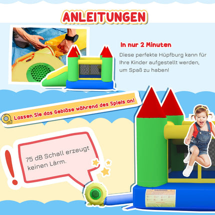 Aufblasbare Hüpfburg für Kinder mit Rutsche und Netz, 300x180x160 cm